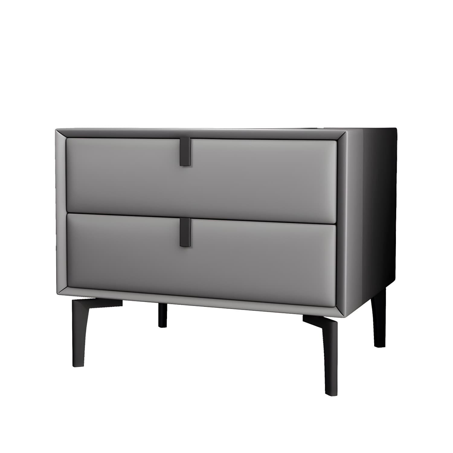 Pine Frame Two Drawers Leather Multicolor Choice of Black Table Foot Nightstand - image 13
