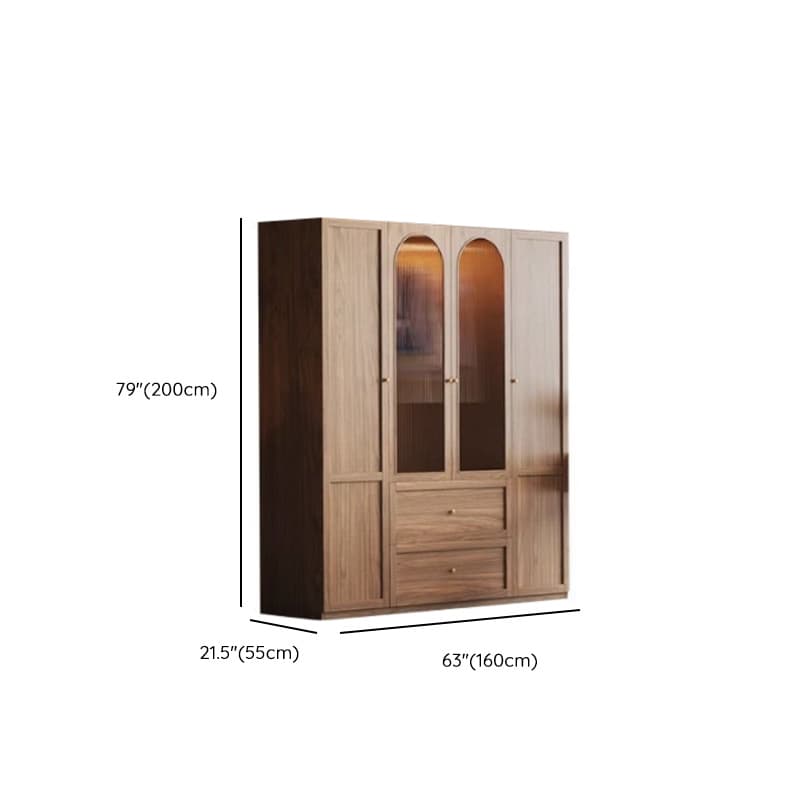 Minimalist Timber Sepia Cabinet Armoire with Interior Shelves & Clothing Rack & Soft Close Drawer & Soft Close Door - image 32