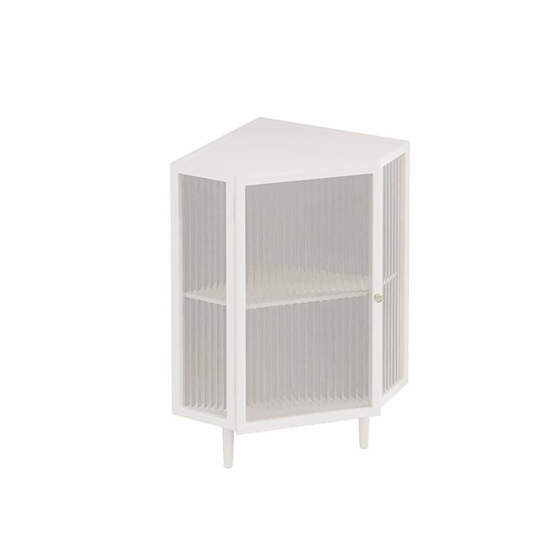 Sophisticated Steel Corner Accent Cabinet with Glass Doors and Cabinets Included