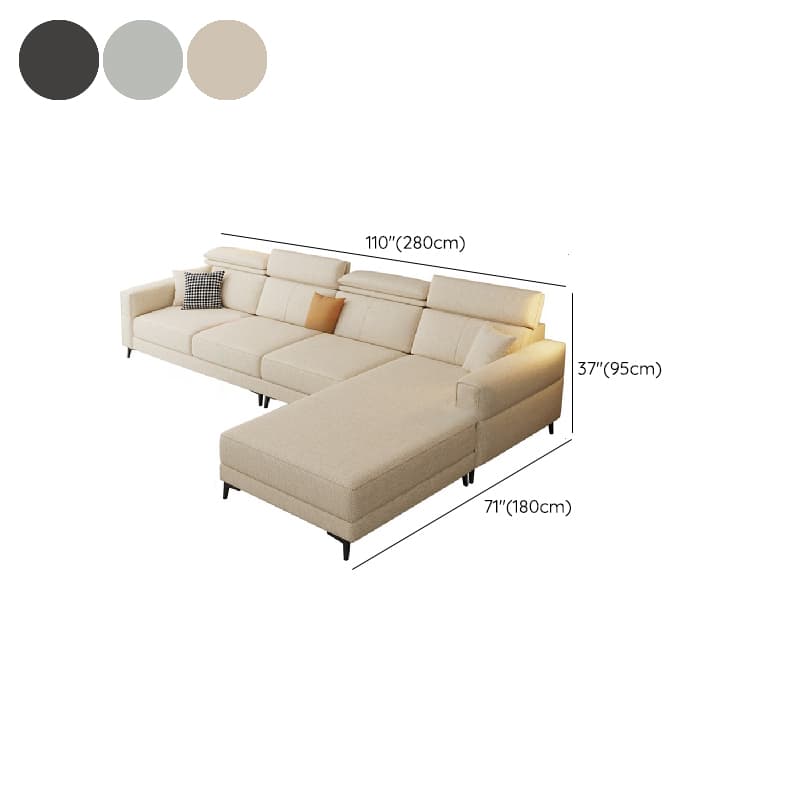 3 Pc Contemporary Modern L-Shape Sofa Chaise in Grey/Cream with Square Arm & Cushion Back - image 18