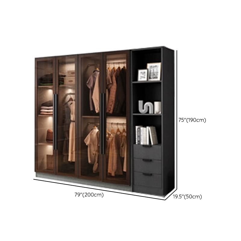 Ink Casual Lumber Wardrobe with Soft Close Door, Interior Shelves, and Hanging Rod - image 22