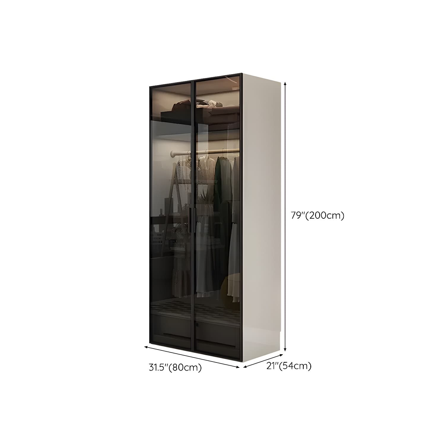 Sleek White Wood Wardrobe Armoire with Soft Close Drawers and Shelves - image 9