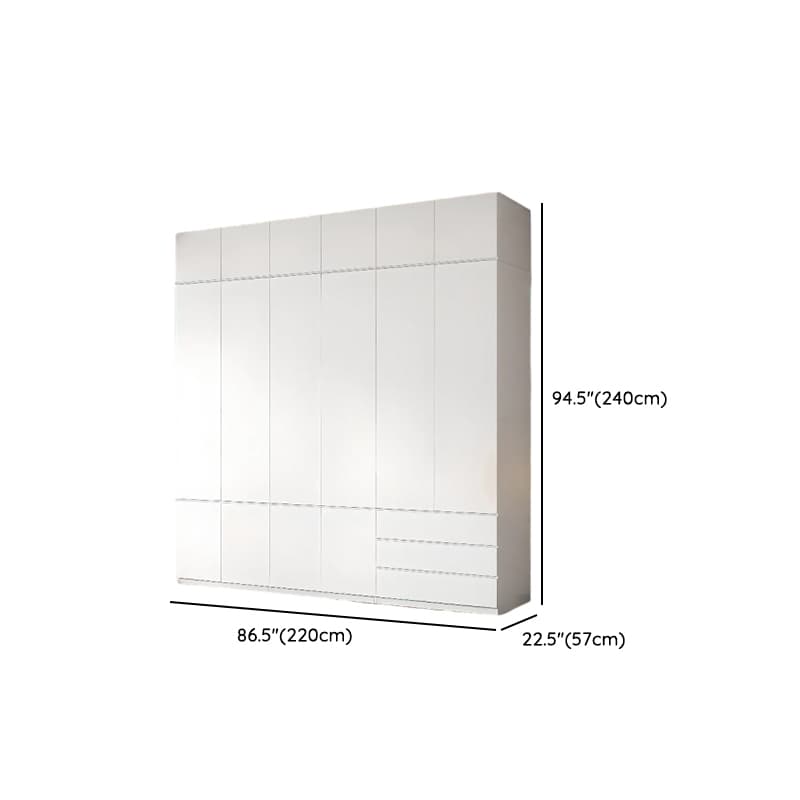 White Contemporary Alloy Cabinet Armoire with 3/6/9 Drawers, Flexible Shelf, and Hanging Rod - image 27