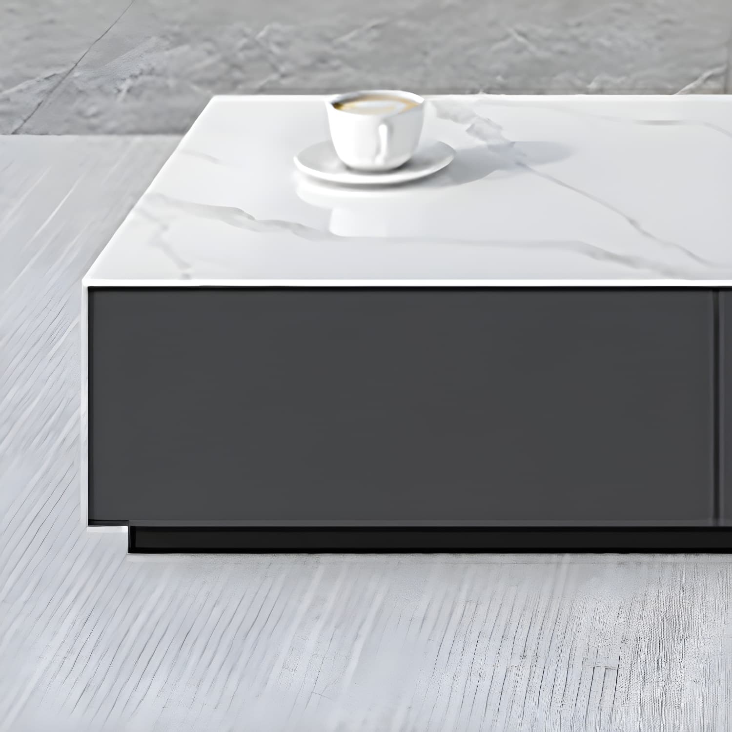 Modern Wall-mounted TV Media Stand Slate Top Wood Frame with Storage - image 8