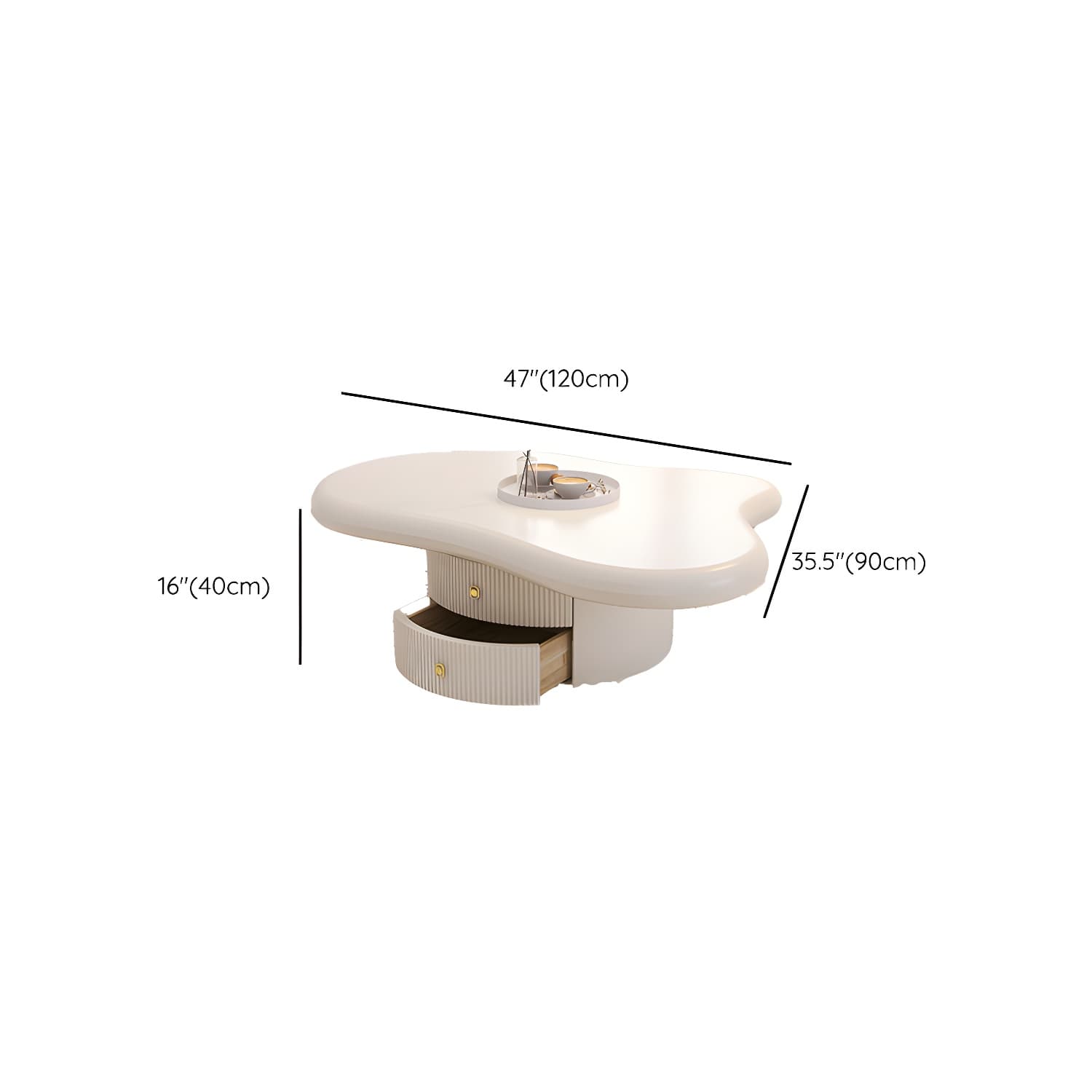 Nordic Irregular Coffee Table in White of 15.7" H with Acrylic Legs - image 22