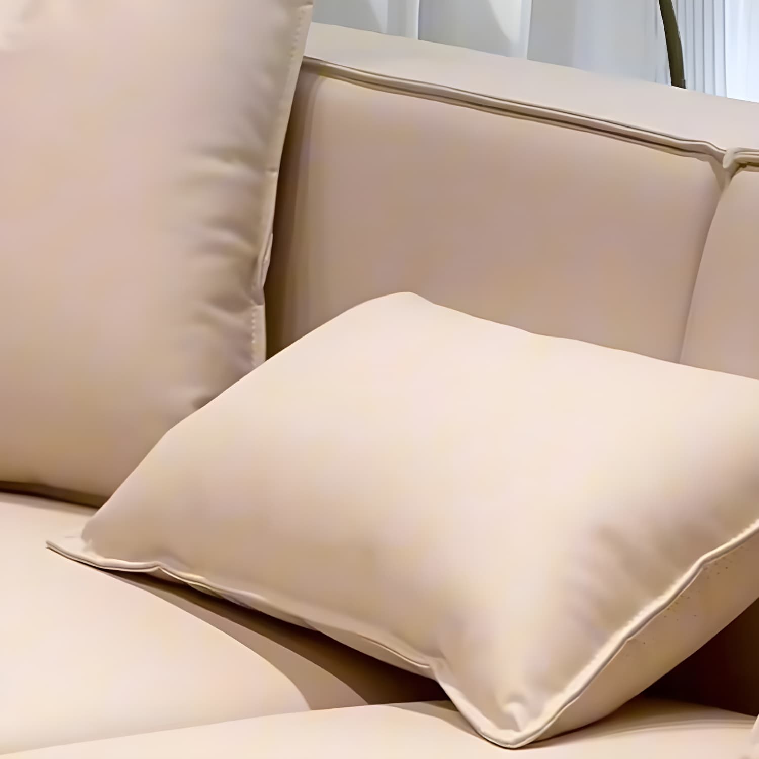 Modern Beige Square Arm Stationary Sectional Sofa in Pine Wood Frame - image 7