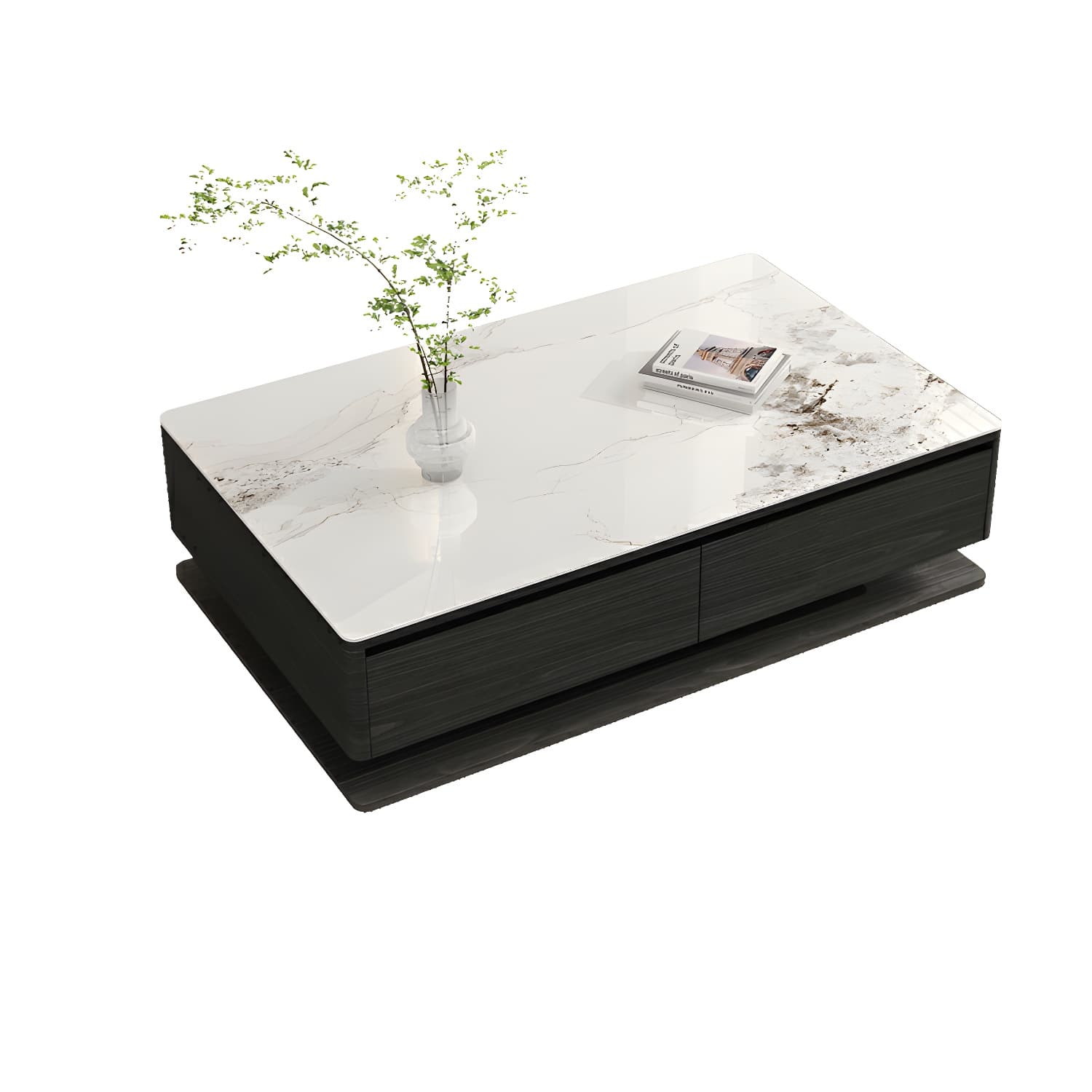 Modern 17" H Rectangular Stone Coffee Table with Four Drawers for Home - image 9