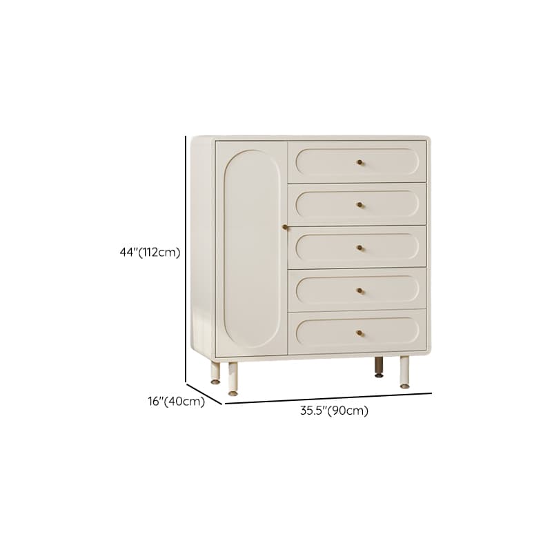 Chalk Modish Composite Wood Console Dresser with 5 Drawers and Hutch, 3 Interior Shelves, Horizontal - image 12