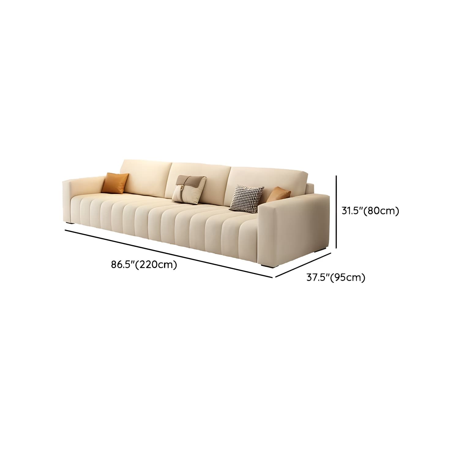 Modern Beige Sectional Sofa in Anti Cat Scratch Fabric with Square Arm - image 26