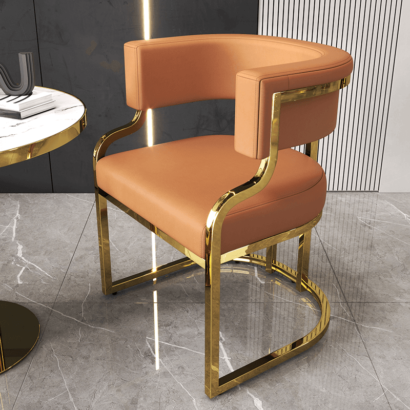 Lavish Gilded Alloy Leg Arm Chair with Cushion, Arms, and Low Back - image 9
