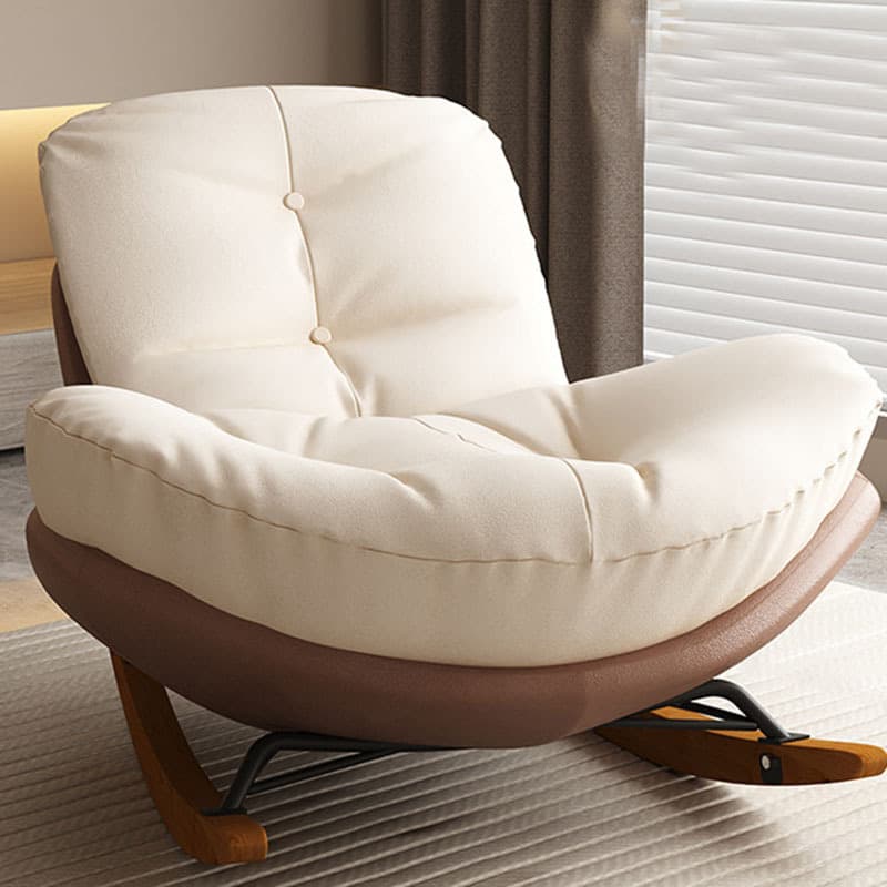 Cotton Upholstered Indoor Rocking Chair with Solid Wood Legs, Compact Design for Small Spaces