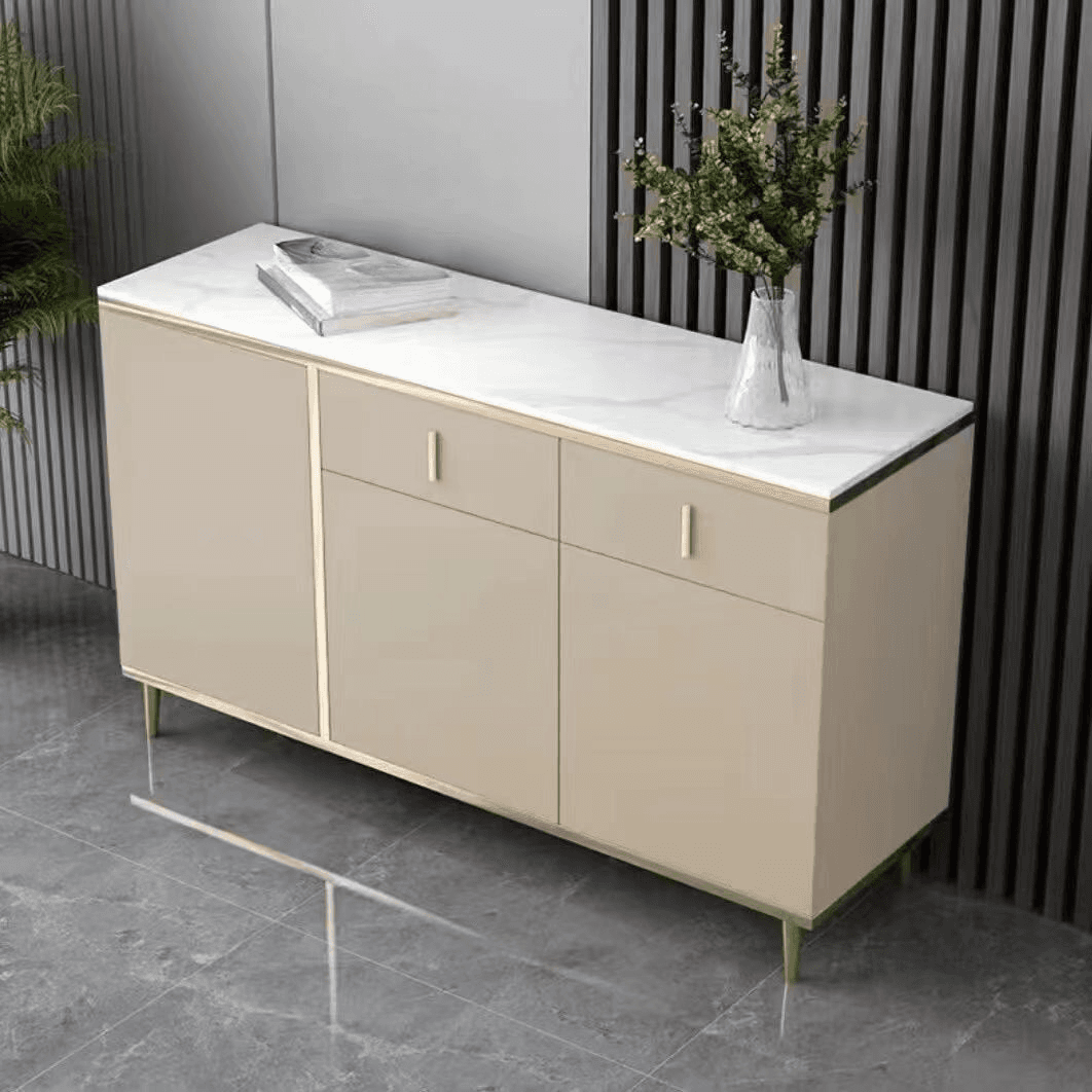 Art Deco Sideboard with 2 Drawers, Narrow/Standard Size, 3 Shelves, Sintered Stone Countertop, 4/3 Doors, Self-supporting - image 4