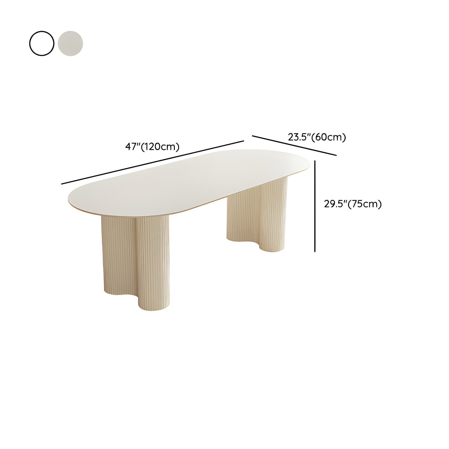 Free Form Stone Kitchen Table with Metal Base for Dining Room, White - image 11