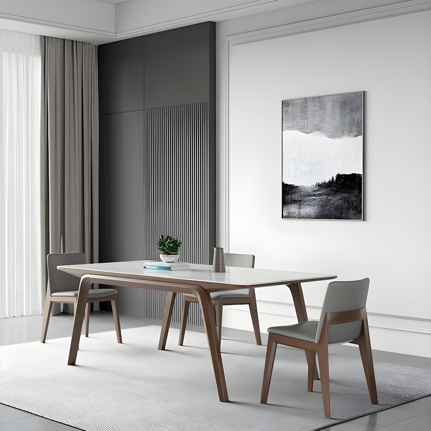 Designer Style Sintered Stone Top Dining Set Rectangle 1/3/4/5/7 Pieces Dining Table Set - image 13