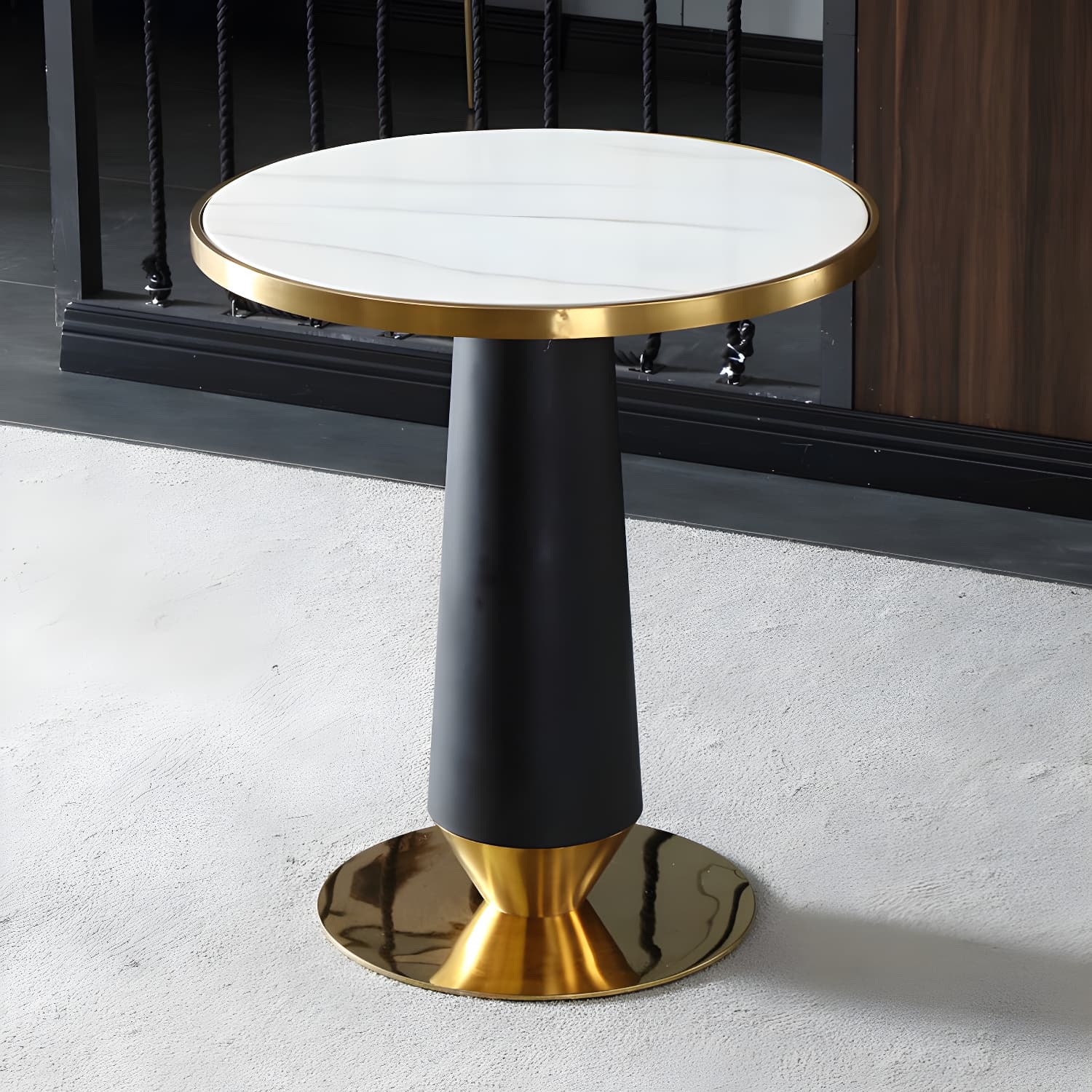 Metal Traditional Luxury Round Table Marble Top Indoor Table with Pedestal - image 3
