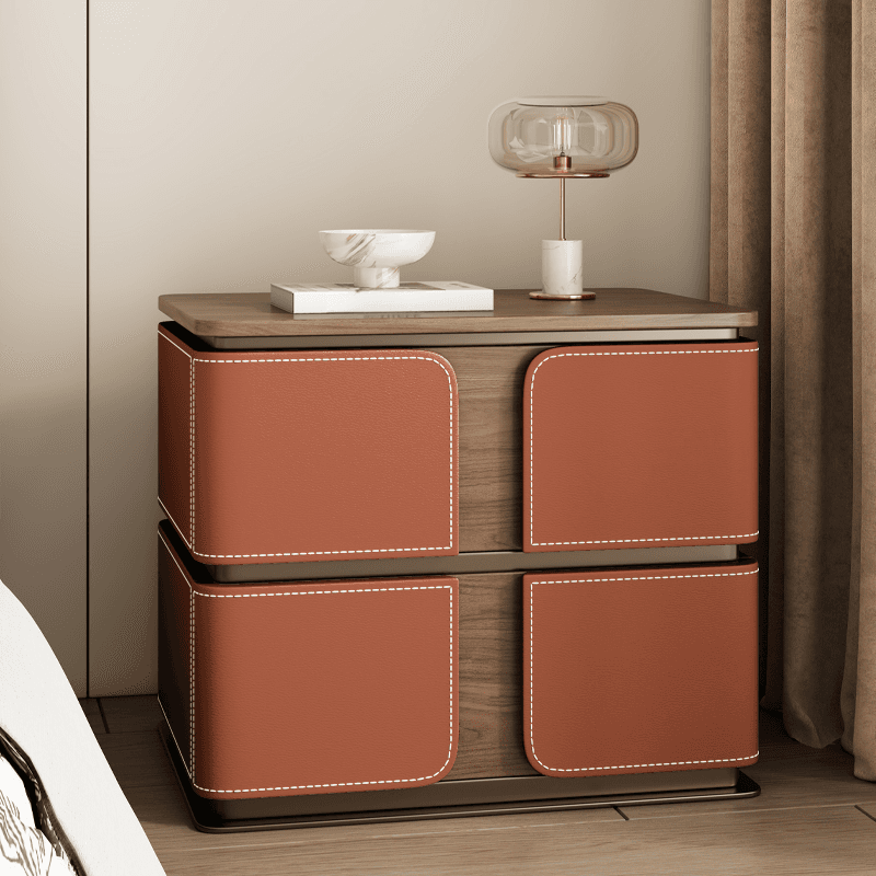 Art Deco Nightstand With Drawer Organization with 2 Drawers and Lumber Countertop - image 10