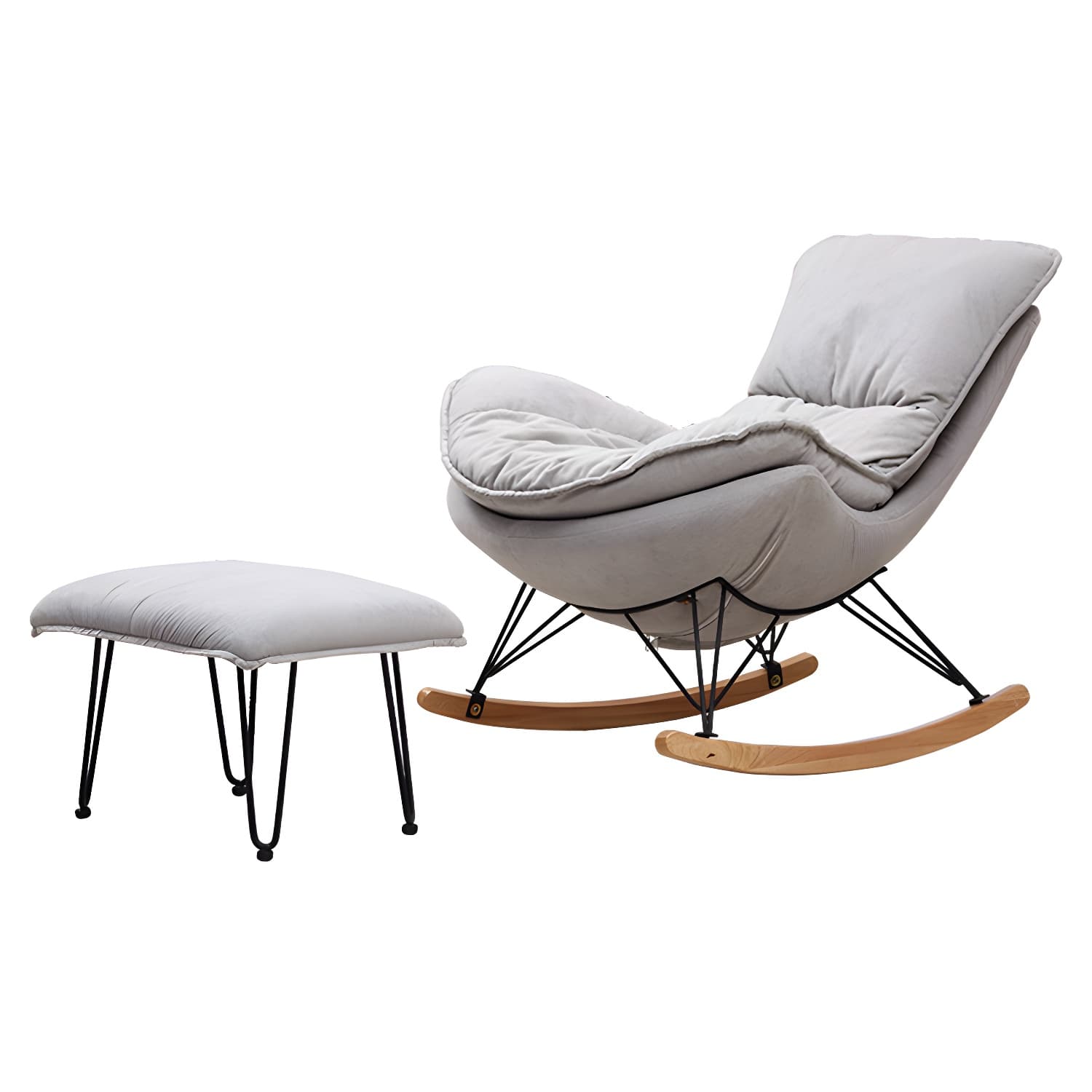 Modern Rocker Upholstered Tufted Cushions with Light Legs Glider - image 11