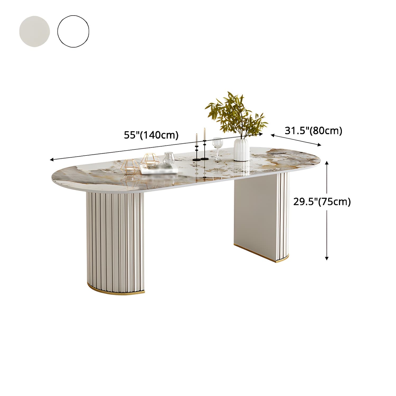 Glam 1/2/5/6/7 Pieces Dining Set Oval Sintered Stone Dining Table Set - image 11