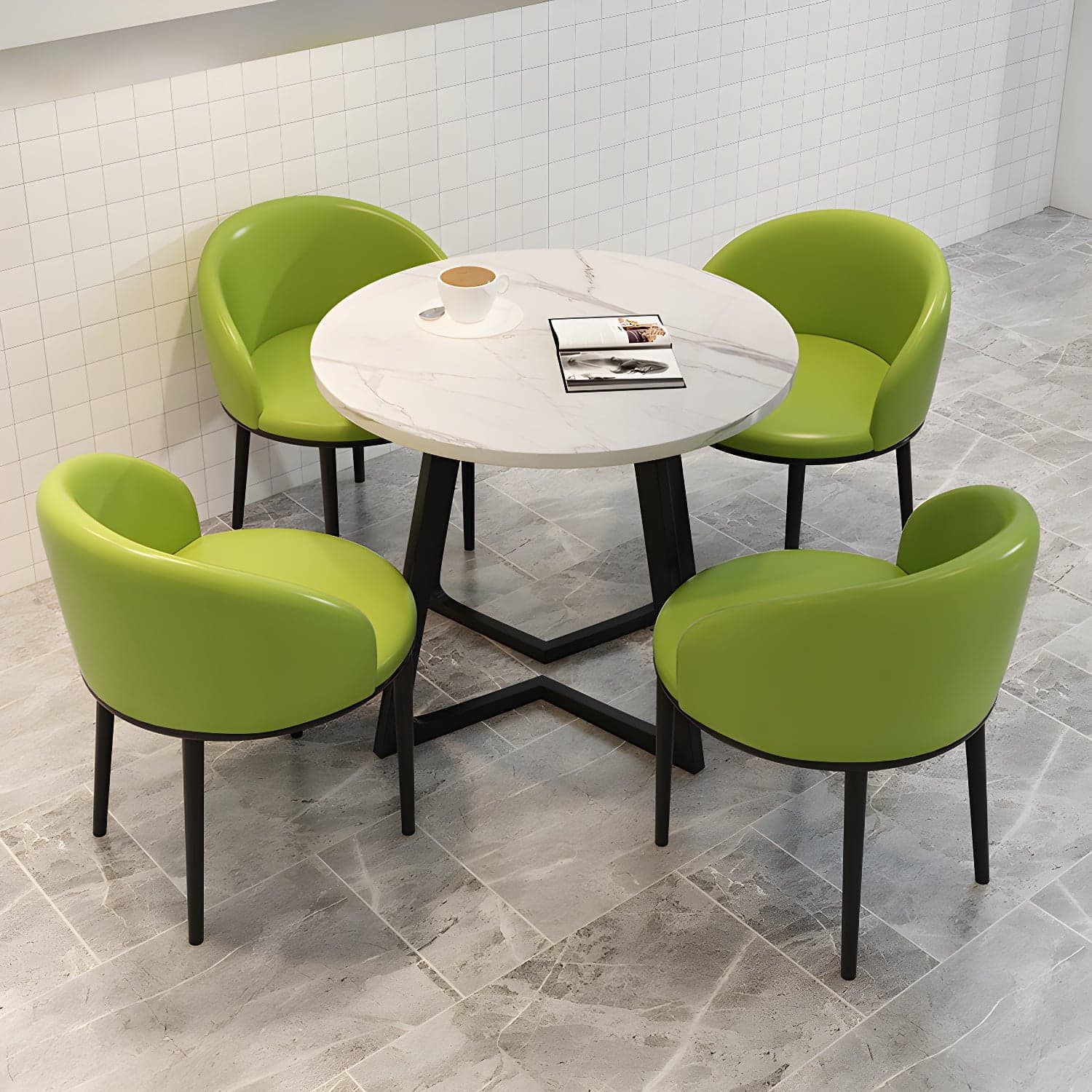 5 Piece Round Shape Contemporary Dining Room Chair and Table Set - image 3
