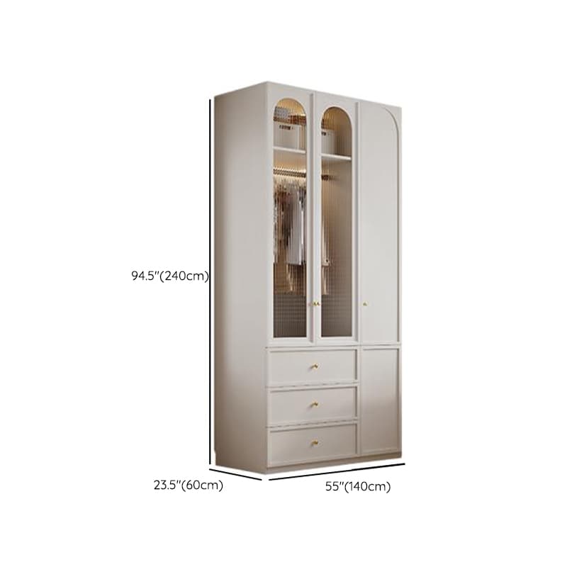 Minimalist Manufactured Wood Independent Almirah with 3-Drawer, Interior Shelves, and Clothing Rod - image 34