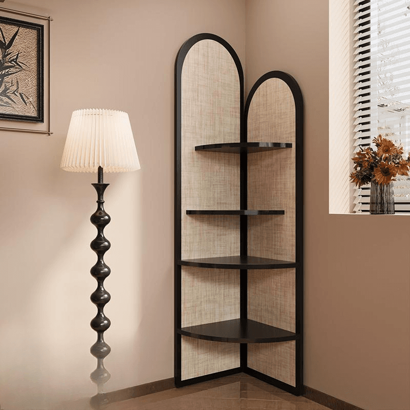 Modern Simple Style Nook Decorative Cabinet with 4 Exterior Shelves, Matte Black Laminate Top - image 6