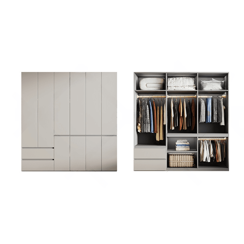 Cream Trendy Reclaimed Wood Wardrobe Armoire with Soft Close Drawer, Soft Close Door, Interior Shelves, and Clothing Rod - image 21