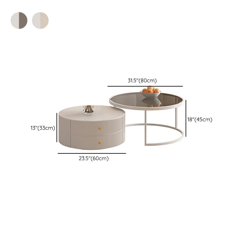 Round Coffee Table - Modern Style, Standard Size, Non-Upholstered, 2 Drawers, Scratch Resistant - image 31