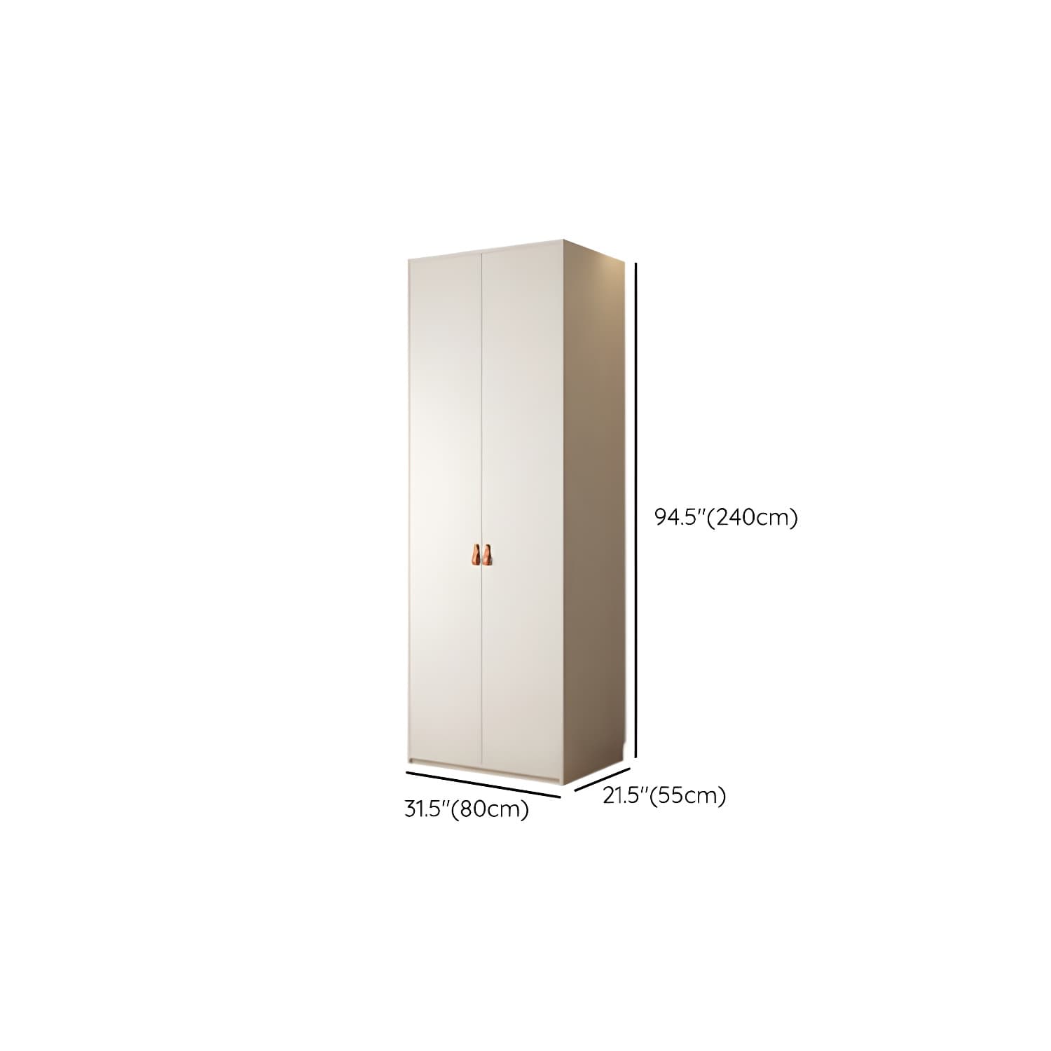 Modern White Wardrobe Cabinet Engineered Wood Wardrobe with Garment Rod - image 15