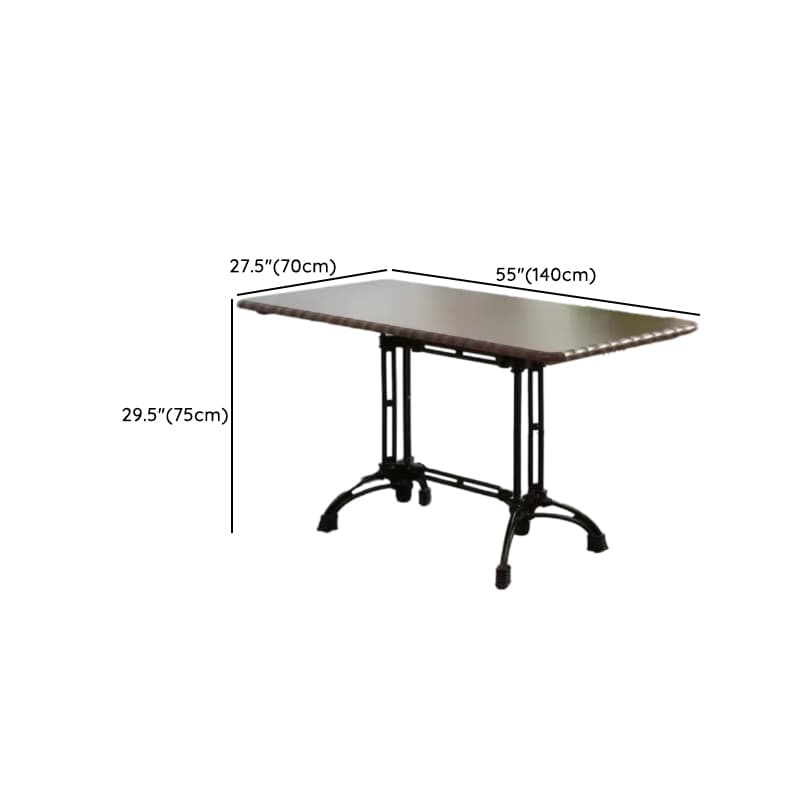 Industrial Natural Wood Finish Dining Table with a Rubber Solid Wood Tabletop and Metal Black Base - image 16