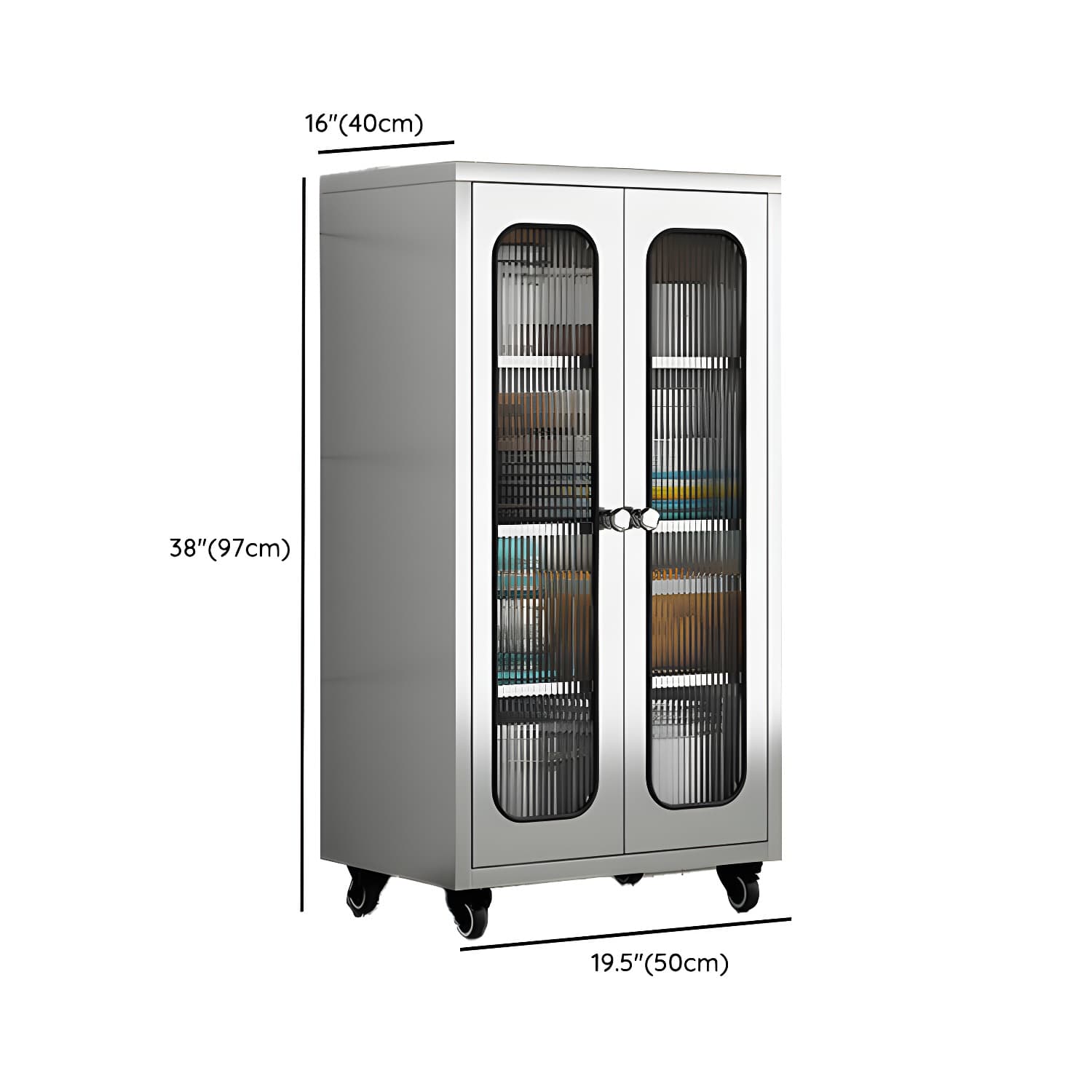 Chrome Stainless Steel Sideboard Cabinet with Cabinets, Adjustable Shelves, and Glass Doors - image 13