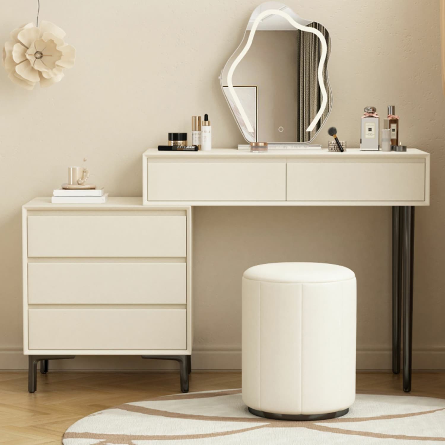Modern Wood Makeup Vanity with Soft Close Drawers & No Mirror - image 7