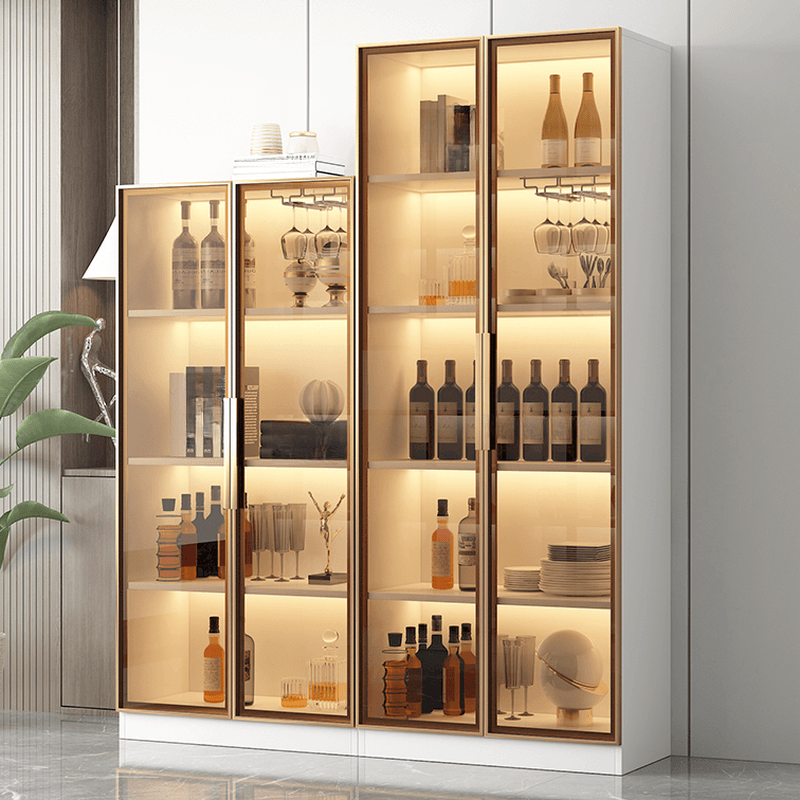 Scratch-repellent Utility Storage Cabinet with Storage Cabinet, Glass-panel Door, Handle Bars in Dark Gray/White, Stain Resistant, Light Included - image 6