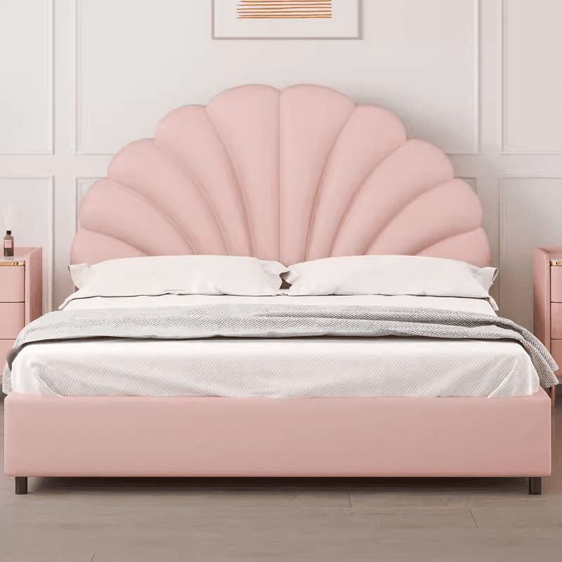 Modish Style Panel Headboard with No Distressing in Timber, Featuring Arched Shape for Twin XL/Full/Queen Bed, Sponge Upholstery Fill, Standard Height - image 4