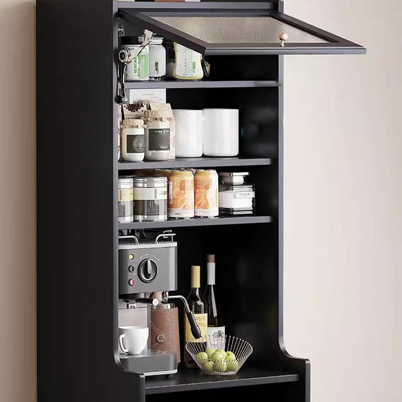 Living Room Use Simplistic Rectangle Black Wood Free Standing Utility Storage Cabinet with Knob Handle - image 7