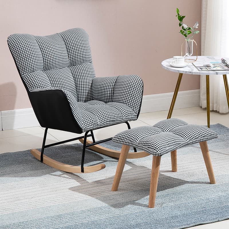 Contemporary Alloy Cushioned Living Room Rocking Chair 2 Piece Set with Footstool & Recessed Arm - image 19