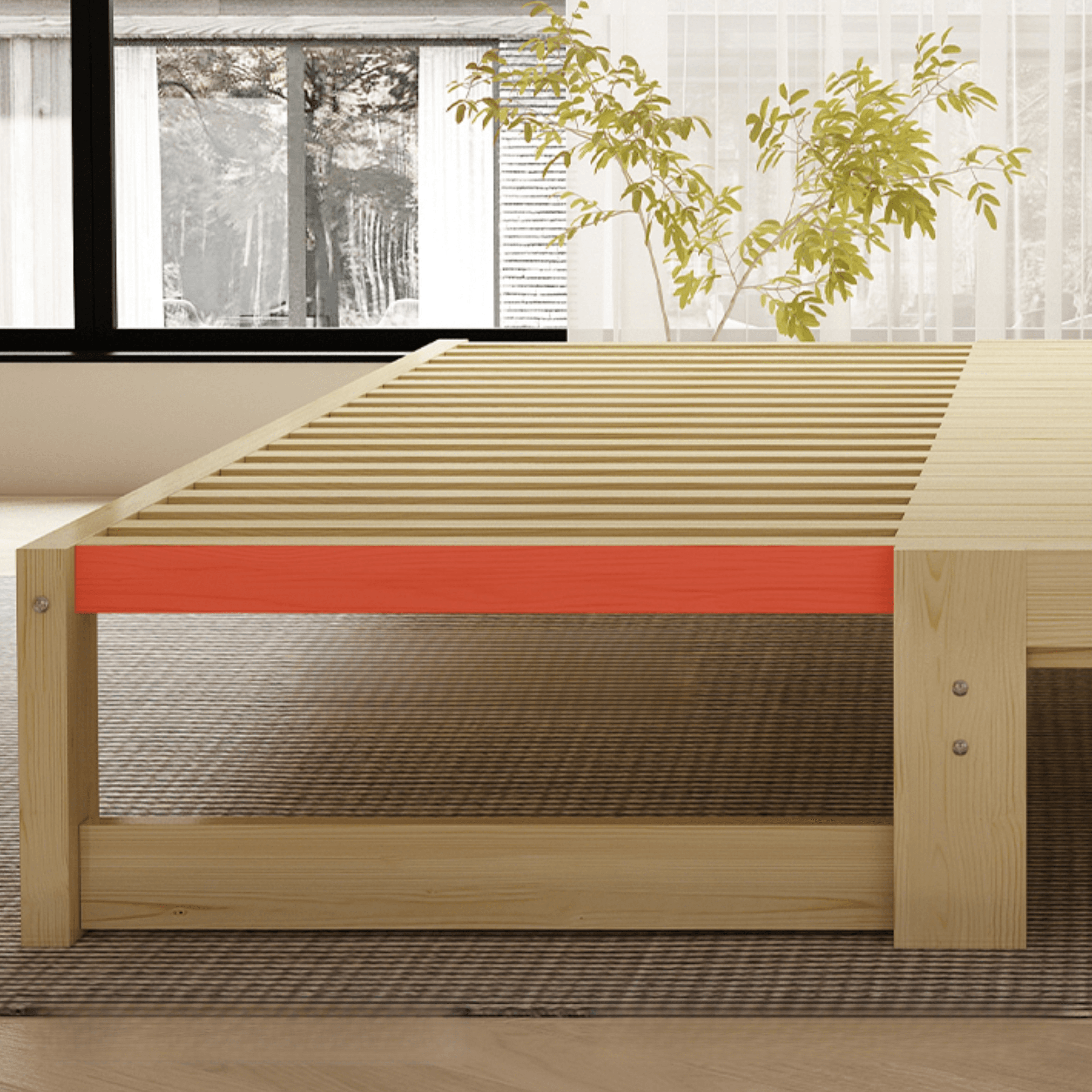 Unfinished Color Pallet Bed Frame with 2 Storage Drawers, Lumber Frame, Easy Assembly for Living Room - image 7