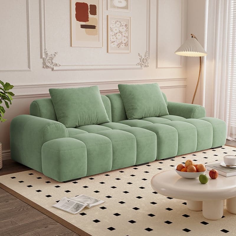 Modern Solid Color Tear Resistant Sofa Couch in Grey/Olive Green/Ivory, Seats 5 with 2 Pillows - image 6
