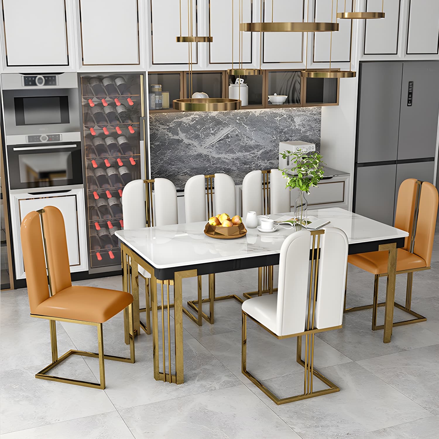 Modern 1/2/7/9 Pieces Dining Set Marble Dining Furniture Set /Separate Items