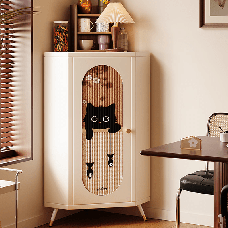 Modern Simple Style Nook Accent Cabinet with Damp-proof Closet, Glazed Door, Cabinet Knobs in Chalk - image 5