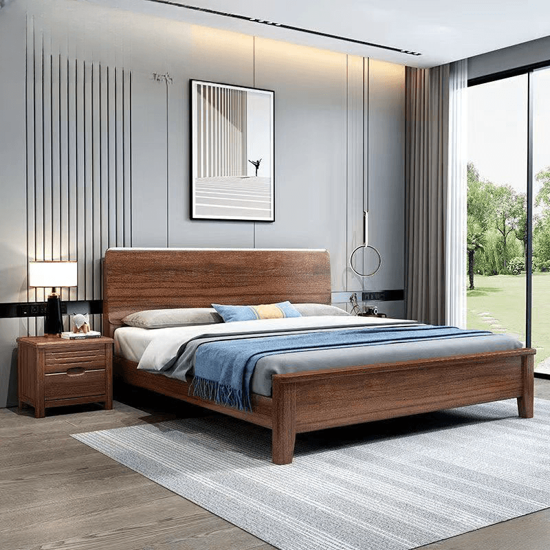 Old School Lumber Framed Solid Color Platform Storage Bed/Storage Panel Bed for Bedroom, 2 Storage Boxes Included/Not Included