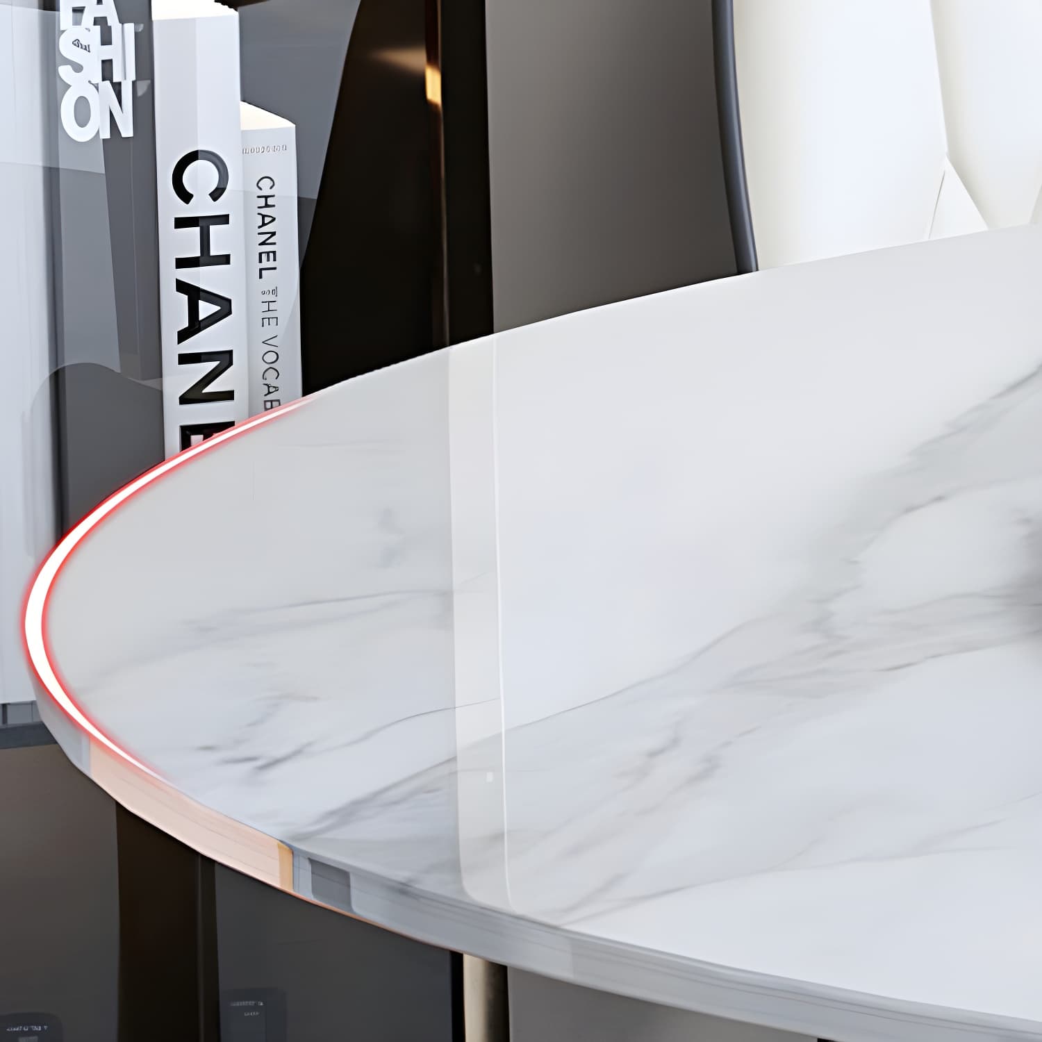 Round Sintered Stone Dining Table Modern Turntable Furniture with Solid Wood Pedestal Base - image 9