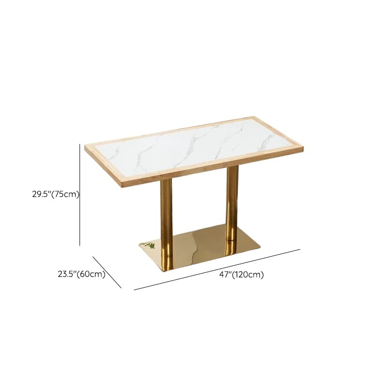Art Deco Rectangular Dining Table with Lumber Top, Fixed Table Mechanism in Ink/White/Sepia - image 13