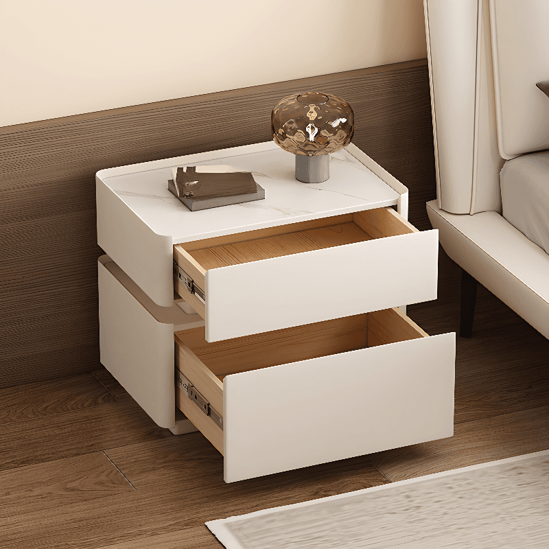 Trendy Drawer Storage Bedside Table with 2 Drawers and Pine Wood Countertop - image 9