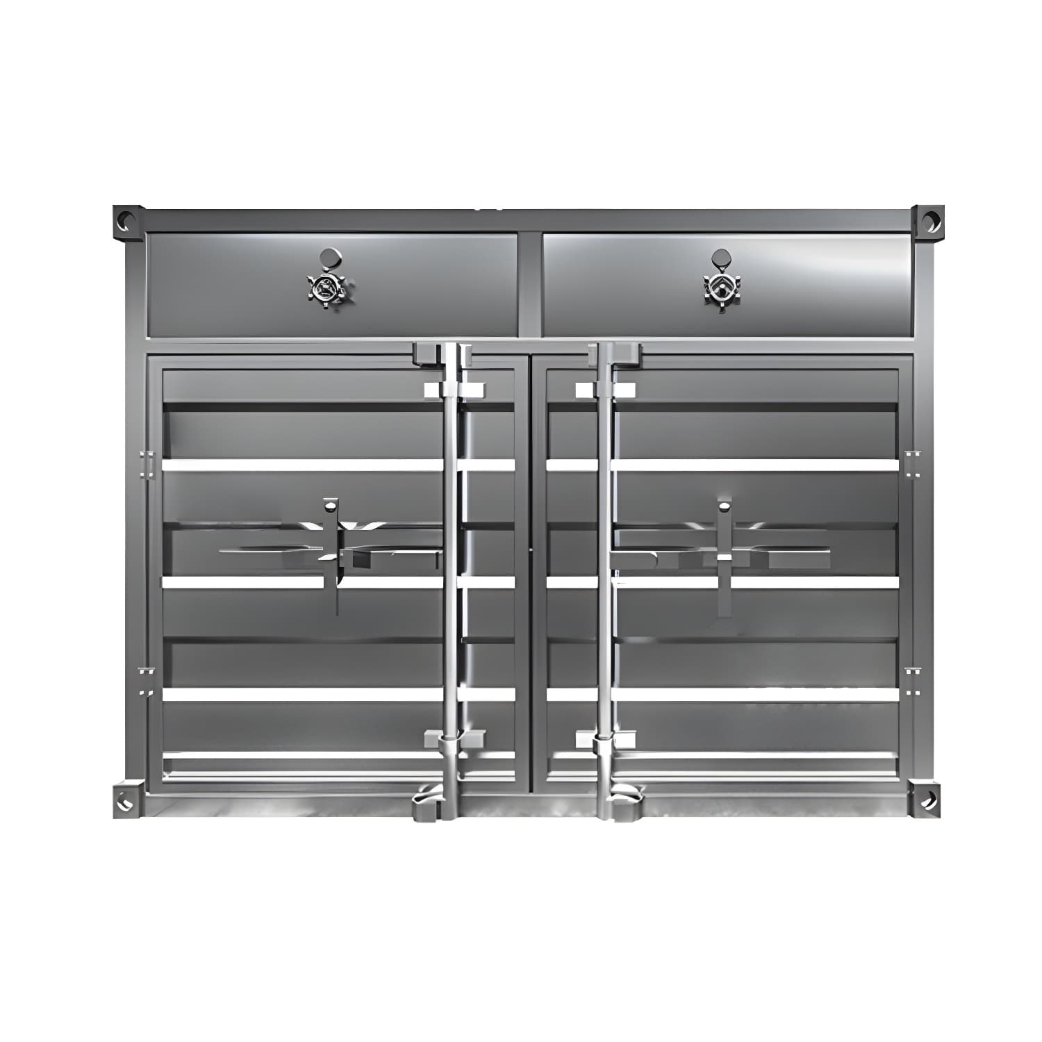 Industrial Silver Metal Sideboard Credenza with Cabinets and Shelves - image 5
