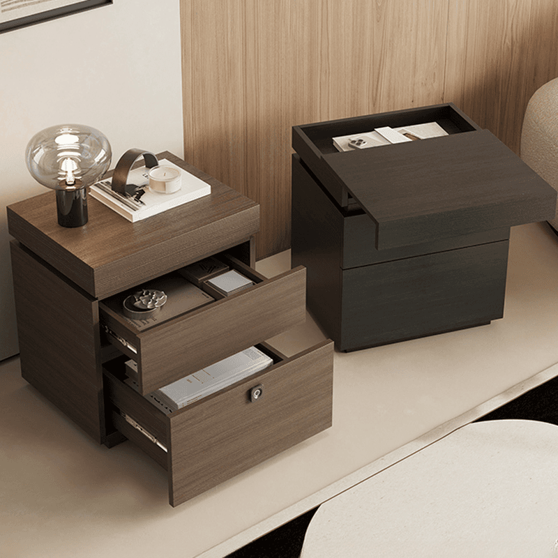 Organic Modern Nightstand With Drawer Organization, 3 Drawers, 1 Shelf, and Real Wood Countertop - image 12