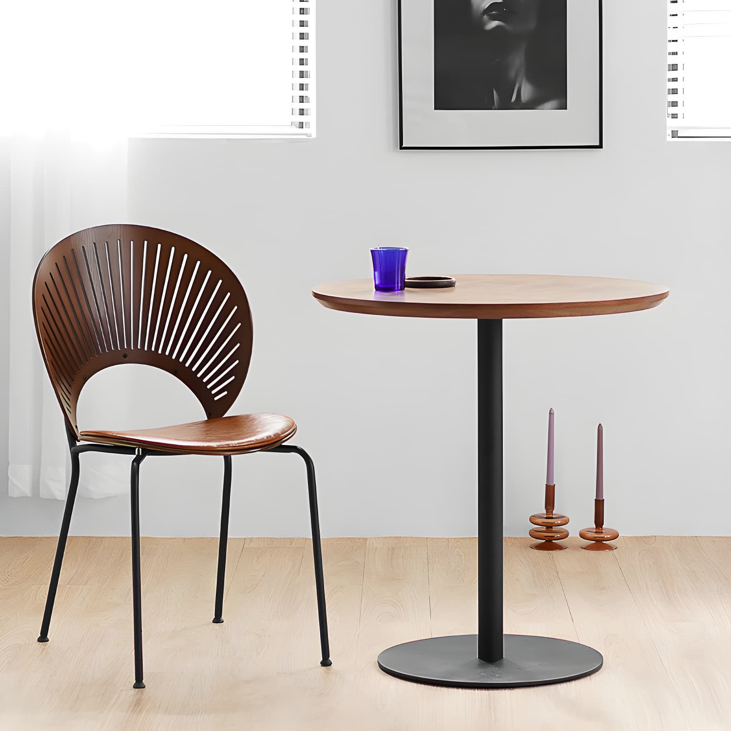Round Tulip Base Casual Dining Table Four-Color Fixed Table with Solid Wood - image 17
