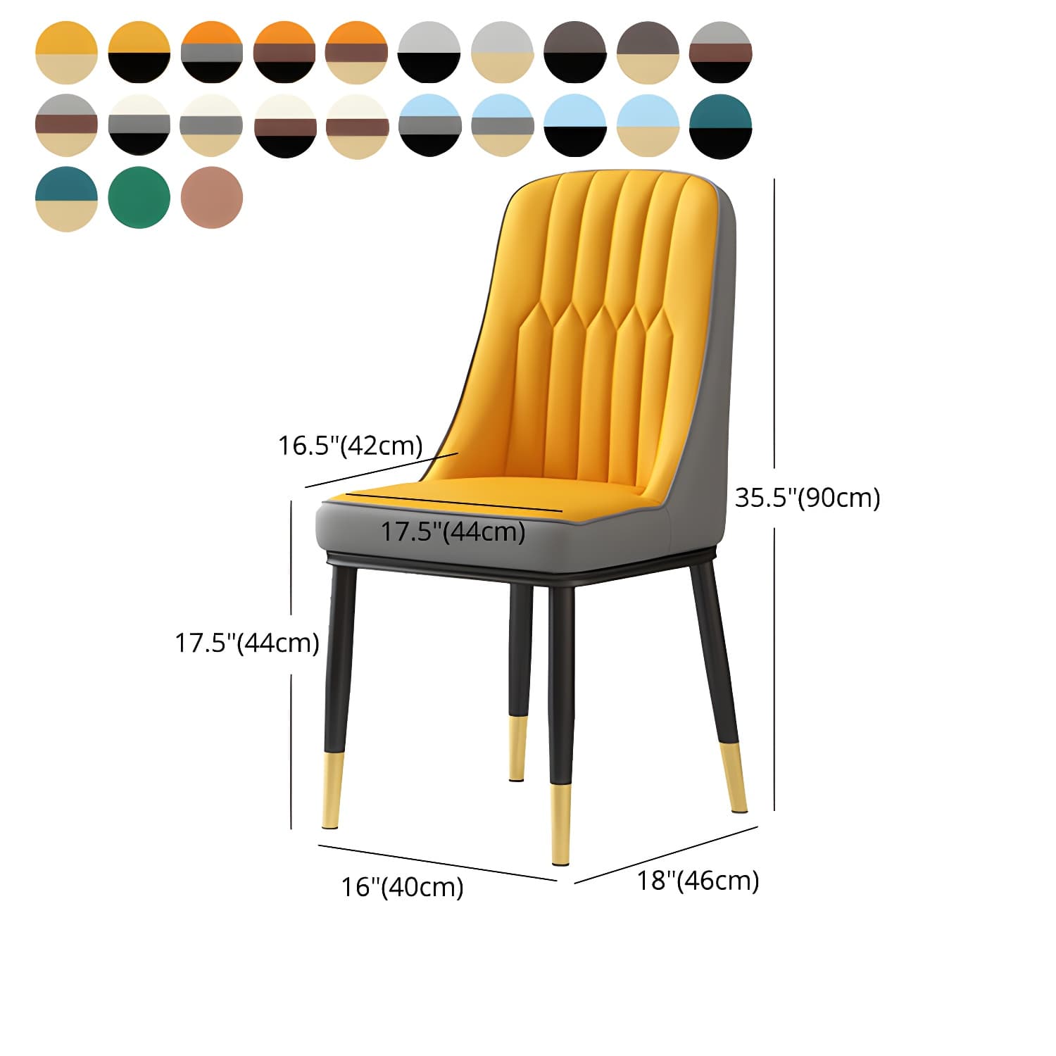 Glam Parsons Dining Side Chair Leather Indoor Dining Chair with Metal Legs - image 26