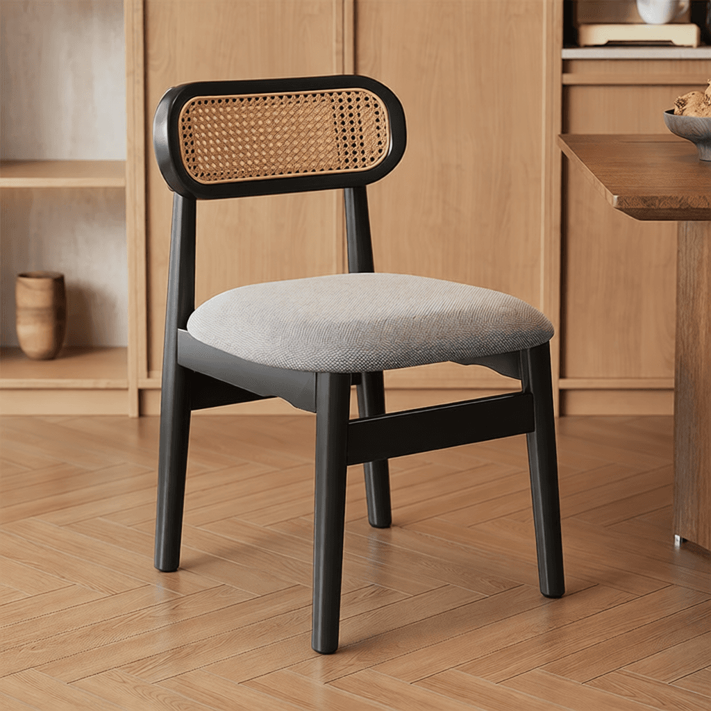 Simple Drawing Room Side Chair with Exposed Back, Upholstered Seat, and Wooden Legs