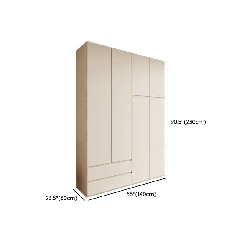 Cream Modern Wood Wardrobe Armoire with Soft Close Drawer and Door, Interior Shelves, and Hanging Rod - image 23