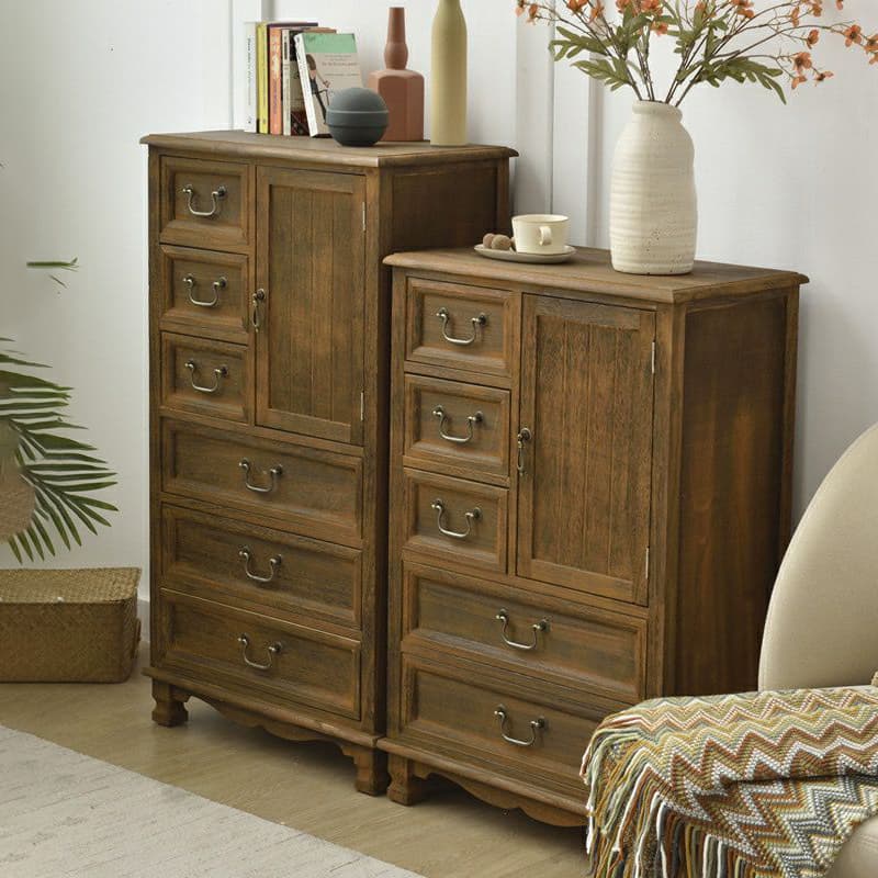Coastal Style Storage Chest Solid Wood Countertop with Drawers and Doors - image 7
